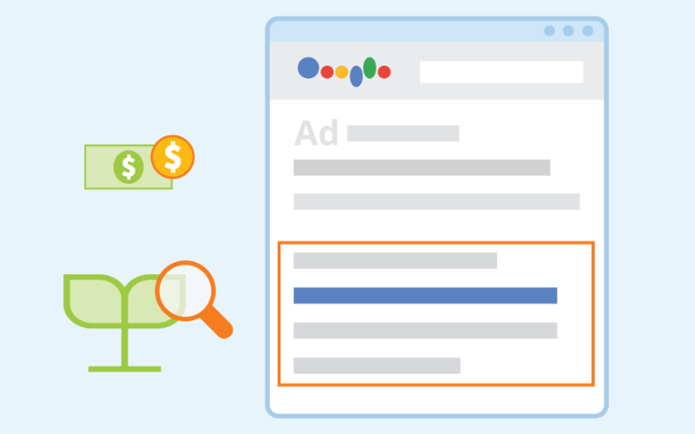 Illustration comparing paid search ads and organic results, highlighting the role of keyword targeting in eCommerce SEO.